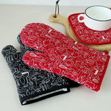 Maxbell Oven Gloves Oven Gloves with Pot Holders Set Baking Living Accessory Black