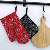 Maxbell Oven Gloves Oven Gloves with Pot Holders Set Baking Living Accessory Black