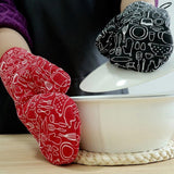 Maxbell Oven Gloves Oven Gloves with Pot Holders Set Baking Living Accessory Black
