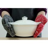 Maxbell Oven Gloves Oven Gloves with Pot Holders Set Baking Living Accessory Black