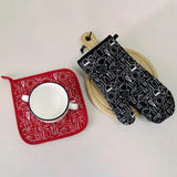 Maxbell Oven Gloves Oven Gloves with Pot Holders Set Baking Living Accessory Black