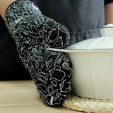 Maxbell Oven Gloves Oven Gloves with Pot Holders Set Baking Living Accessory Black