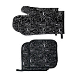 Maxbell Oven Gloves Oven Gloves with Pot Holders Set Baking Living Accessory Black