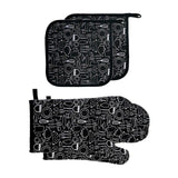 Maxbell Oven Gloves Oven Gloves with Pot Holders Set Baking Living Accessory Black