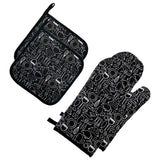 Maxbell Oven Gloves Oven Gloves with Pot Holders Set Baking Living Accessory Black