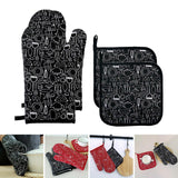 Maxbell Oven Gloves Oven Gloves with Pot Holders Set Baking Living Accessory Black