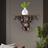 Maxbell Wall Mounted Shelf Ornate Shelves Resin Angel Statue Shelf for Wall Decor Brown