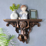 Maxbell Wall Mounted Shelf Ornate Shelves Resin Angel Statue Shelf for Wall Decor Brown