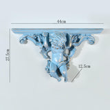 Maxbell Wall Mounted Shelf Ornate Shelves Resin Angel Statue Shelf for Wall Decor Blue