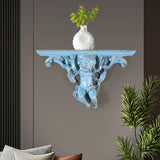 Maxbell Wall Mounted Shelf Ornate Shelves Resin Angel Statue Shelf for Wall Decor Blue