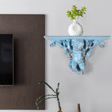 Maxbell Wall Mounted Shelf Ornate Shelves Resin Angel Statue Shelf for Wall Decor Blue