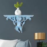 Maxbell Wall Mounted Shelf Ornate Shelves Resin Angel Statue Shelf for Wall Decor Blue