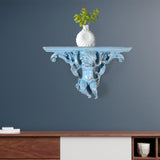 Maxbell Wall Mounted Shelf Ornate Shelves Resin Angel Statue Shelf for Wall Decor Blue