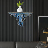 Maxbell Wall Mounted Shelf Ornate Shelves Resin Angel Statue Shelf for Wall Decor Dark Blue