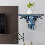 Maxbell Wall Mounted Shelf Ornate Shelves Resin Angel Statue Shelf for Wall Decor Dark Blue