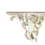 Maxbell Wall Mounted Shelf Ornate Shelves Resin Angel Statue Shelf for Wall Decor White