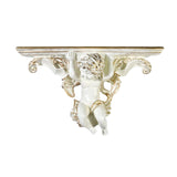 Maxbell Wall Mounted Shelf Ornate Shelves Resin Angel Statue Shelf for Wall Decor White