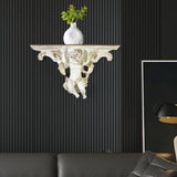 Maxbell Wall Mounted Shelf Ornate Shelves Resin Angel Statue Shelf for Wall Decor White