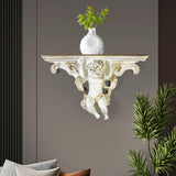 Maxbell Wall Mounted Shelf Ornate Shelves Resin Angel Statue Shelf for Wall Decor White