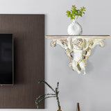 Maxbell Wall Mounted Shelf Ornate Shelves Resin Angel Statue Shelf for Wall Decor White
