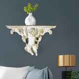 Maxbell Wall Mounted Shelf Ornate Shelves Resin Angel Statue Shelf for Wall Decor White