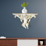 Maxbell Wall Mounted Shelf Ornate Shelves Resin Angel Statue Shelf for Wall Decor White