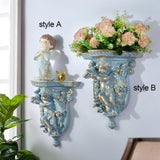 Maxbell Retro Floating Shelves Flower Pot Stand Holder Wall Organizer Resin Antique style A
