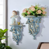 Maxbell Retro Floating Shelves Flower Pot Stand Holder Wall Organizer Resin Antique style B