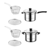 Maxbell Cooking Pot with Lid Handle Milk Pot for Restaurant Picnic Dining Room Long Handle