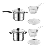 Maxbell Cooking Pot with Lid Handle Milk Pot for Restaurant Picnic Dining Room Long Handle