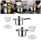 Maxbell Cooking Pot with Lid Handle Milk Pot for Restaurant Picnic Dining Room Long Handle