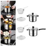 Maxbell Cooking Pot with Lid Handle Milk Pot for Restaurant Picnic Dining Room Long Handle