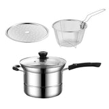 Maxbell Cooking Pot with Lid Handle Milk Pot for Restaurant Picnic Dining Room Long Handle
