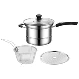 Maxbell Cooking Pot with Lid Handle Milk Pot for Restaurant Picnic Dining Room Long Handle