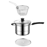 Maxbell Cooking Pot with Lid Handle Milk Pot for Restaurant Picnic Dining Room Long Handle