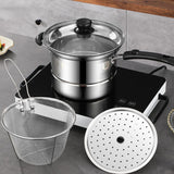 Maxbell Cooking Pot with Lid Handle Milk Pot for Restaurant Picnic Dining Room Long Handle
