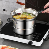 Maxbell Cooking Pot with Lid Handle Milk Pot for Restaurant Picnic Dining Room Long Handle