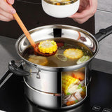 Maxbell Cooking Pot with Lid Handle Milk Pot for Restaurant Picnic Dining Room Long Handle