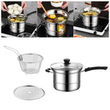 Maxbell Cooking Pot with Lid Handle Milk Pot for Restaurant Picnic Dining Room Long Handle