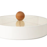 Maxbell Snacks Storage Tray 4 Grid Tray with Clear Lid Accessories for Home Wedding White single layer