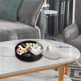 Maxbell Snacks Storage Tray 4 Grid Tray with Clear Lid Accessories for Home Wedding Black single layer