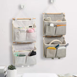 Maxbell Wall Mount Practical Storage Bag 3 Pockets Multifunction for Bathroom Home Decor White