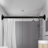 Maxbell Extendable Clothing Rod Curtain Rod Clothes Hanger for Wardrobe Bathroom 1.2 Meter Black