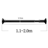 Maxbell Extendable Clothing Rod Curtain Rod Clothes Hanger for Wardrobe Bathroom Black 2 Meter