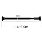 Maxbell Extendable Clothing Rod Curtain Rod Clothes Hanger for Wardrobe Bathroom Black 2.5 Meter