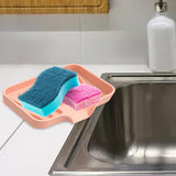 Maxbell Portable Soap Container Anti Skid Plate Tray for Household Home Countertop Pink