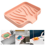 Maxbell Portable Soap Container Anti Skid Plate Tray for Household Home Countertop Pink