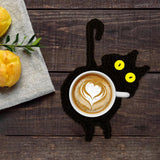 Maxbell Cute Coffee and Tea Drink Coaster Drink Mat for Table Drinks Decor Black