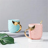 Maxbell 400ml Chocolate Cup with Handle Coffee Cup Tea Mug for Women Girls Boys Blue