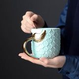 Maxbell 400ml Chocolate Cup with Handle Coffee Cup Tea Mug for Women Girls Boys Blue